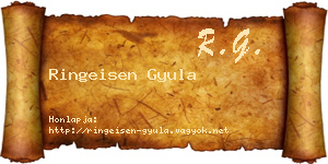 Ringeisen Gyula névjegykártya